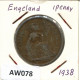 PENNY 1938 UK GREAT BRITAIN Coin #AW078.U.A - D. 1 Penny