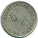 1/10 GULDEN 1963 NETHERLANDS ANTILLES SILVER Colonial Coin #NL12507.3.U.A - Netherlands Antilles