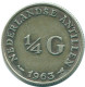 1/4 GULDEN 1963 ANTILLES NÉERLANDAISES ARGENT Colonial Pièce #NL11232.4.F.A - Antilles Néerlandaises