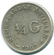1/4 GULDEN 1967 NETHERLANDS ANTILLES SILVER Colonial Coin #NL11585.4.U.A - Antilles Néerlandaises