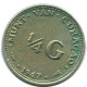 1/4 GULDEN 1947 CURACAO Netherlands SILVER Colonial Coin #NL10829.4.U.A - Curacao