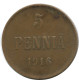 5 PENNIA 1916 FINLAND Coin RUSSIA EMPIRE #AB265.5.U.A - Finlande