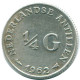 1/4 GULDEN 1962 ANTILLAS NEERLANDESAS PLATA Colonial Moneda #NL11114.4.E.A - Niederländische Antillen