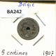 5 CENTIMES 1907 DUTCH Text BELGIQUE BELGIUM Pièce #BA242.F.A - 5 Centimes