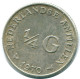 1/4 GULDEN 1970 ANTILLAS NEERLANDESAS PLATA Colonial Moneda #NL11664.4.E.A - Niederländische Antillen