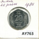 20 PAISE 1985 INDE INDIA Pièce #AY763.F.A - Indien