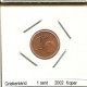 1 EURO CENT 2002 GRECIA GREECE Moneda #AS454.E.A - Griechenland