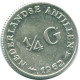 1/4 GULDEN 1962 ANTILLAS NEERLANDESAS PLATA Colonial Moneda #NL11123.4.E.A - Netherlands Antilles