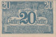 20 HELLER 1920 Stadt Oberösterreich Österreich Federal State Of Österreich Notgeld #PE251 - [11] Local Banknote Issues