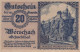 20 HELLER 1920 Stadt WoRSCHACH Styria Österreich Notgeld Banknote #PF271 - [11] Local Banknote Issues