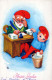 SANTA CLAUS Happy New Year Christmas GNOME Vintage Postcard CPSMPF #PKD850.A - Santa Claus