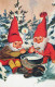 SANTA CLAUS Happy New Year Christmas GNOME Vintage Postcard CPSMPF #PKD455.A - Santa Claus