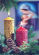 Buon Anno Natale CANDELA Vergine Maria Madonna LENTICULAR 3D Vintage Cartolina CPSM #PAZ037.A - Nouvel An