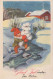 PAPÁ NOEL Feliz Año Navidad GNOMO Vintage Tarjeta Postal CPSMPF #PKG530.A - Santa Claus