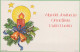 Buon Anno Natale CANDELA Vintage Cartolina CPSMPF #PKG181.A - Nouvel An