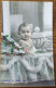 CARTE ANCIENNE - PORTRAIT ENFANT BEBE AVEC BERCEAU & FLEURS - 1939 - SCANS RECTO VERSO - Bébés