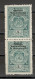 WWI AUSTRIA OCC MONTENEGRO - MNH PAIR,  FISCAL, REVENUE STAMP, 5 ПАРА - ERROR, DIFFERENT POSITION OVERPRINT - Montenegro