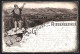 Vorläufer-Lithographie Riesengebirge, 1895, Blick Auf Das Gebirge, Grüssender Berggeist Rübezahl  - Schlesien