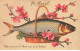 POISSONS AB#MK323 1 ER AVRIL POISSON SUR UN PANIER DE FLEURS - Fish & Shellfish