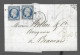 Paire De Timbres Napoléon III Bleu 20 Centimes Sur Lettre, Oblitération étoile Paris (As) - Cachets Manuels