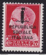 1944 RSI, N. 495/A 20c. Carminio MNH/** Firmato Oliva - Otros & Sin Clasificación