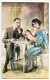 CPA Fantaisie Ecrite En 1929 * COUPLE Prenant Le THÉ En Salon - Koppels