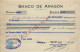 1922 BANCO DE ARAGÓN — Antiguo Documento Bancario — Timbre Fiscal ESPECIAL MOVIL 25c - Fiscali