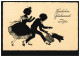 Scherenschnitt-AK Neujahr Kinder Mit Glücksschwein, Pittius-Verlag, GRAZ 1928 - Scherenschnitt - Silhouette