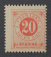 Schweden  22 B **  1872, Ziffer 20 Öre Ziegelrot, Postfrisch, SELTEN, KW 500,- € - Neufs