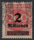 Dt. Reich 309 Y, 2 Mio. Mk. Wasserzeichen LIEGEND, Top-Stück, Geprüft KW 450,- € - Gebraucht