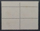 1940, SCHWEIZ 398 V (SBK 253.Pf.), SPINNE AUF HAMMER Gest. Viererblock, 180,-€ - Oblitérés