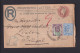 1905 - Einschreib-Ganzsache Mit Zufrankatur (Perfin) Ab London Nach Portugal - Covers & Documents