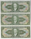 Brazil 3 Banknote President Getúlio Vargas 10 Cruzeiros 1954 1956 1958 Amato-77,78,79 Pick-159b,159c,159d XF - Brésil
