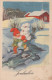 PÈRE NOËL Bonne Année Noël GNOME Vintage Carte Postale CPSMPF #PKD478.A - Santa Claus