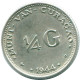 1/4 GULDEN 1944 CURACAO Netherlands SILVER Colonial Coin #NL10561.4.U.A - Curaçao