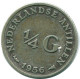 1/4 GULDEN 1956 ANTILLES NÉERLANDAISES ARGENT Colonial Pièce #NL10967.4.F.A - Niederländische Antillen