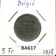 5 FRANCS 1977 DUTCH Text BÉLGICA BELGIUM Moneda #BA617.E.A - 5 Frank