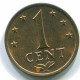 1 CENT 1975 NIEDERLÄNDISCHE ANTILLEN Bronze Koloniale Münze #S10680.D.A - Netherlands Antilles