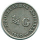 1/4 GULDEN 1960 NETHERLANDS ANTILLES SILVER Colonial Coin #NL11095.4.U.A - Netherlands Antilles