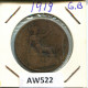 PENNY 1919 UK GROßBRITANNIEN GREAT BRITAIN Münze #AW522.D.A - D. 1 Penny