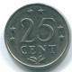 25 CENTS 1971 NIEDERLÄNDISCHE ANTILLEN Nickel Koloniale Münze #S11589.D.A - Netherlands Antilles