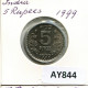 5 RUPEES 1999 INDIA Coin #AY844.U.A - India