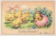 EASTER CHICKEN EGG Vintage Postcard CPA #PKE385.GB - Pasen