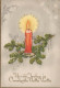 Happy New Year Christmas CANDLE Vintage Postcard CPSMPF #PKD005.GB - Neujahr