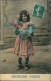 Menschen Soziales Leben Kind Mädchen Mit Blumen "Heureuses Paques" 1908 - Portraits