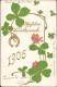 Glückwunsch - Neujahr/Sylvester Jugendtil Ornament Kleeblatt 1906 Goldrand - Nieuwjaar
