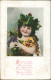 Ansichtskarte  Kind Mädchen Mit Blumen-Schmuck, Verse, Spruch 1900 - Portretten