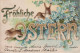 FANTAISIE  -  FROHLICHE OSTERN  -  GAUFREE  -  LAPINS  -  FLEURS  - - Easter