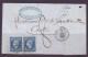 FRANCE 1853-1860 Two Stamps 20 C Bleu YT N°14 On The Cover - 1853-1860 Napoléon III