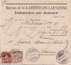 NN Karte  "Gazette De Lausanne" - Lausanne        1895 - Lettres & Documents